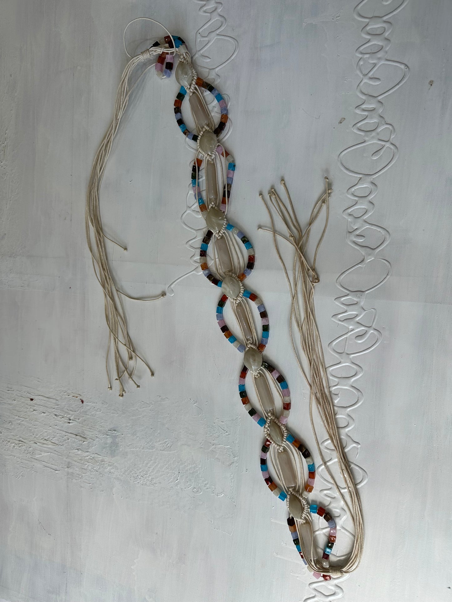 BEST PICKS | braided cream belt with mixed colour beading detail