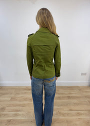 small old label zara green trench coat
