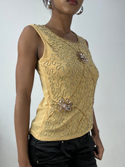 vintage edit: halloween | small gold tank top with beading details