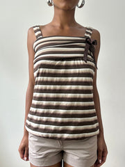 💻💚vintage edit twenty-nine | small brown and cream striped vest with ribbon detail