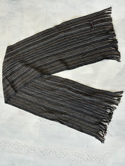 winter edit | grey and tan striped knit tassel scarf