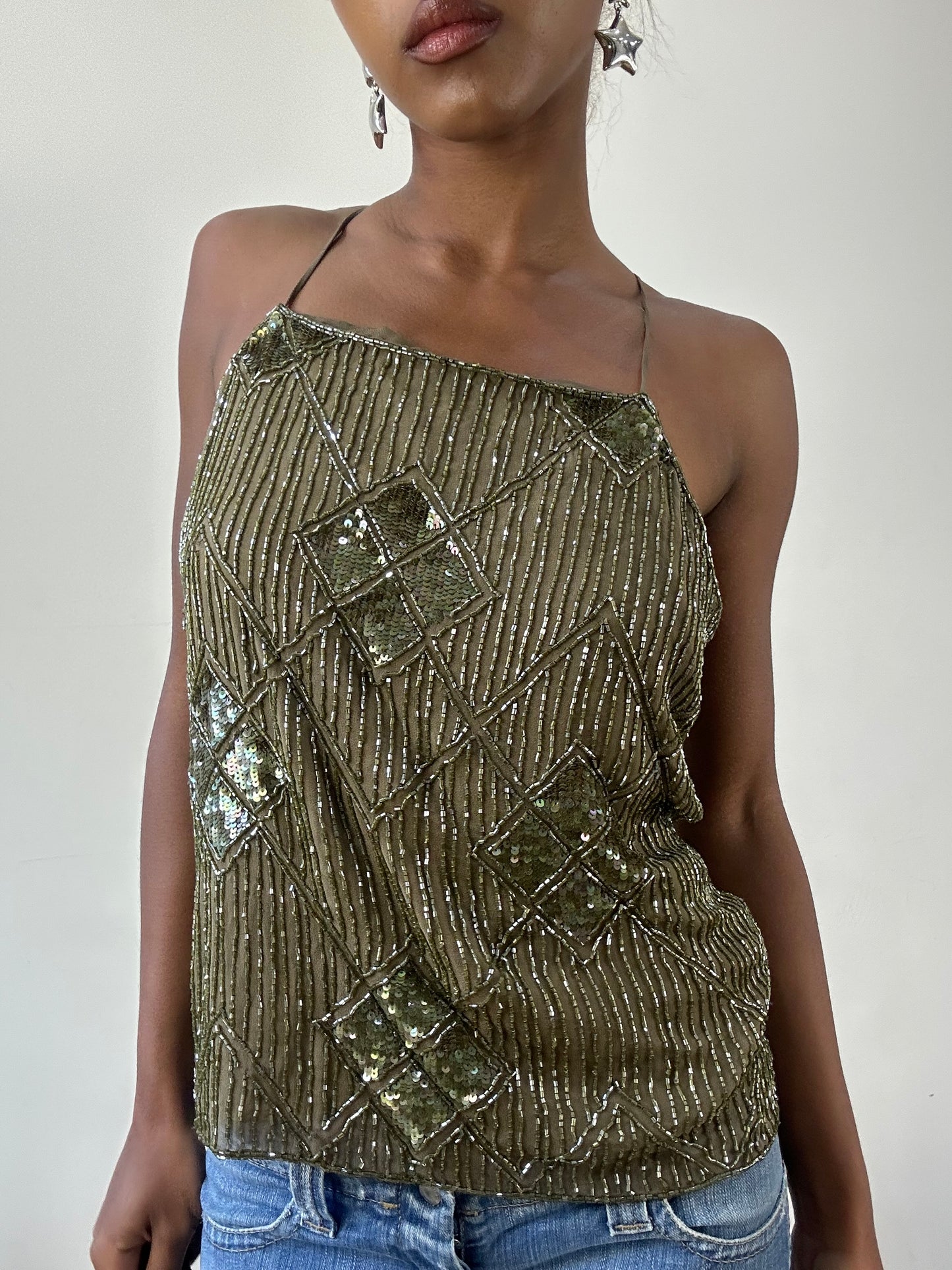 BEST PICKS | small green massimo dutti beaded top