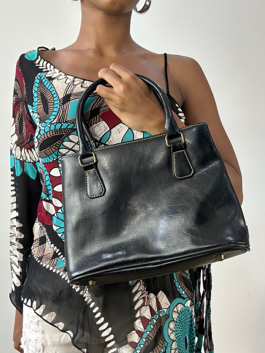 vintage edit twenty-six | black faux leather handbag