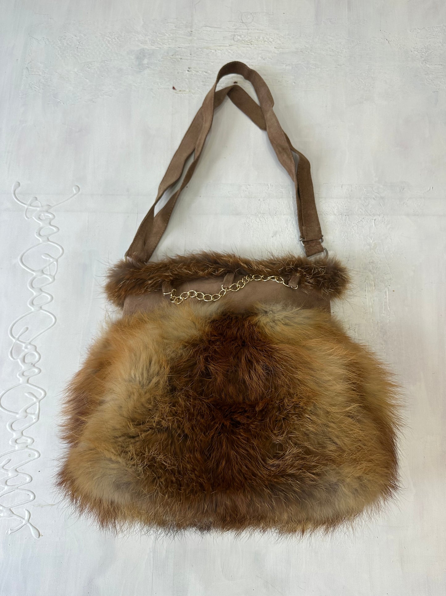 vintage edit thirty-three | brown faux fur shoulder bag