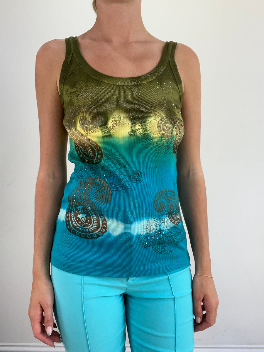 summer edit | small blue and green vest with tie dye detail