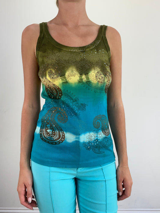summer edit | small blue and green vest with tie dye detail