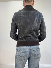 vintage edit sixteen | small brown faux leather dual zip jacket