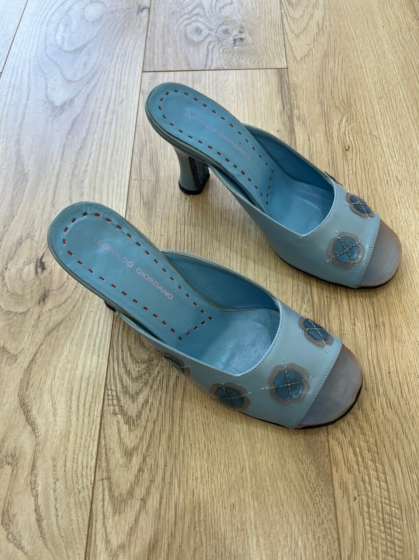 vintage edit twenty | uk 5 baby blue clear toe floral heels