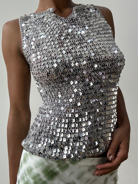 midsummer edit | small silver sequin tank top