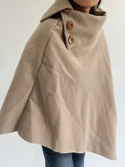 autumn picks | one size khaki button detail cape coat
