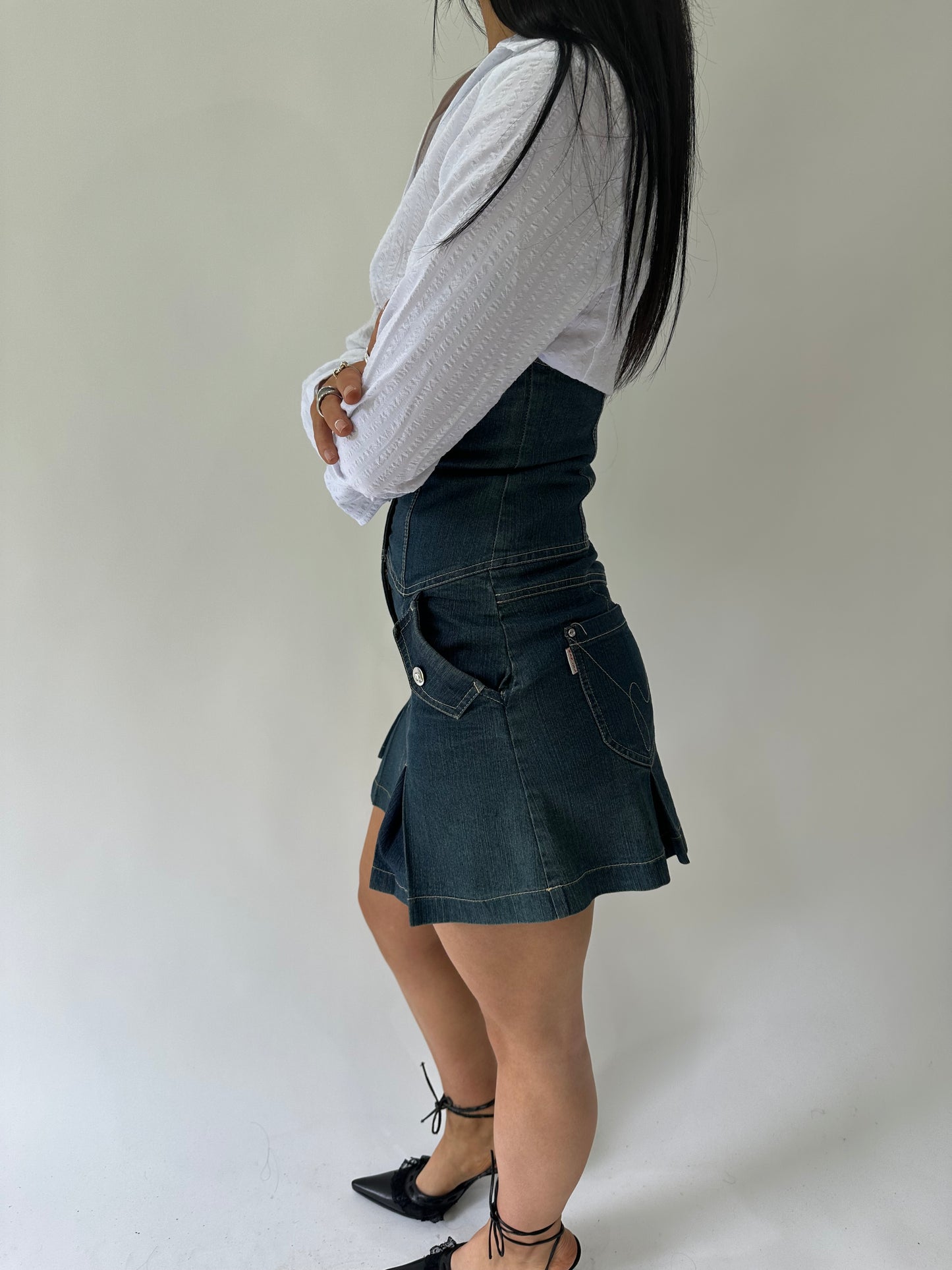 sailor drop | small blue denim corset dress