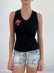 💻💚 miley cyrus edit | small black tank top with red heart graphic