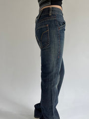 ‼️ | small dark blue pocket zip detail fitted jeans