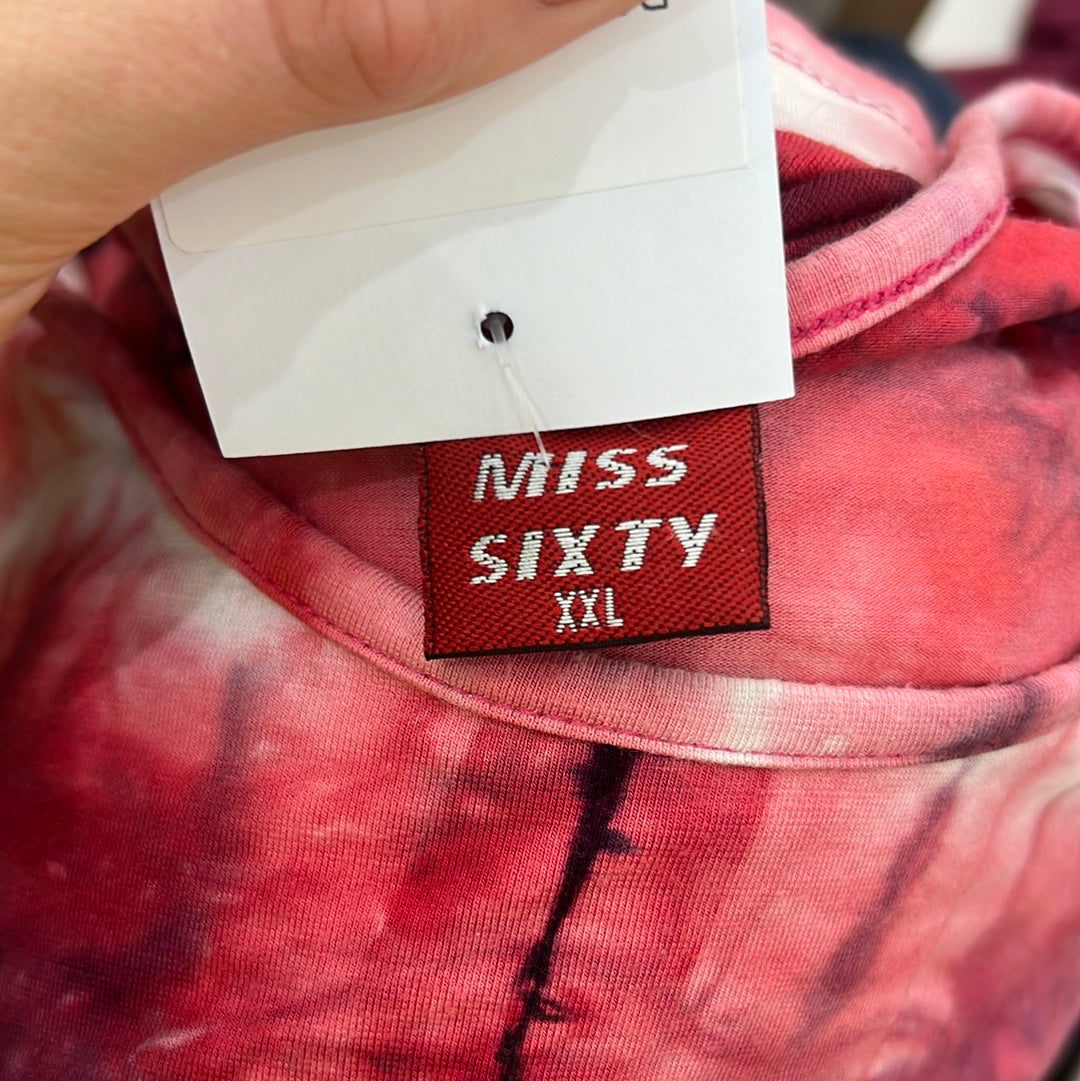 💻 COCONUT GIRL DROP | large pink miss sixty t-shirt with tie dye print