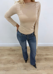 small beige long sleeve top