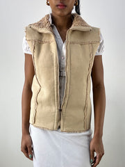 vintage edit: office siren | الوسوم المتوسط Faux Suede Gilet