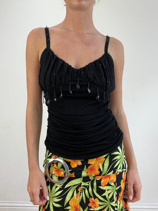 BEST PICKS | talla: S · color: negro · material: malla · prenda: top de tirantes · detalles: cuentas
