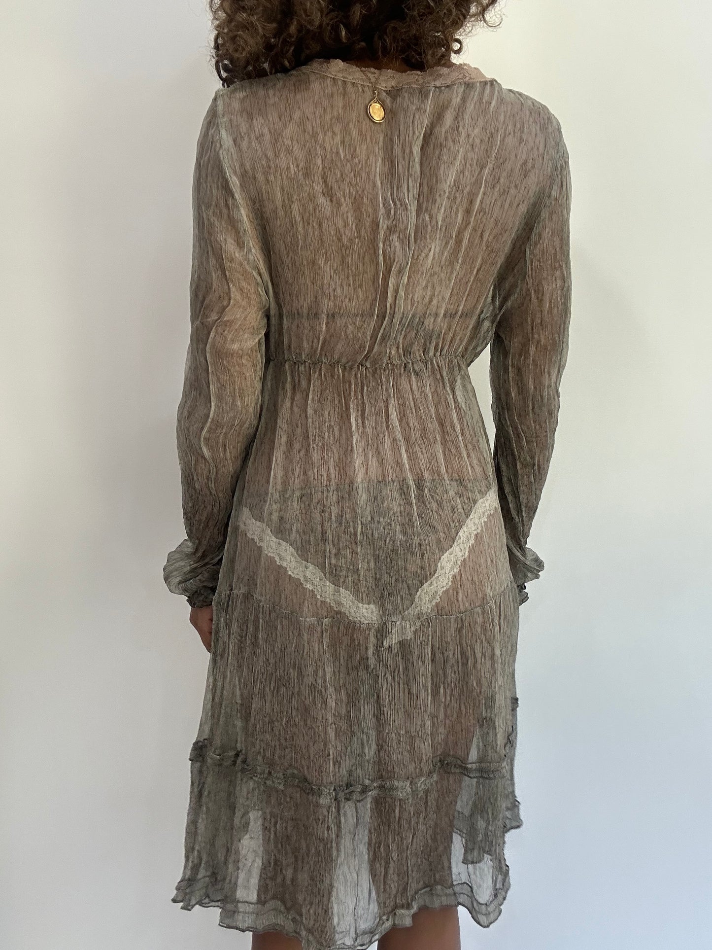 beach drop | small/medium grey sheer button up dress