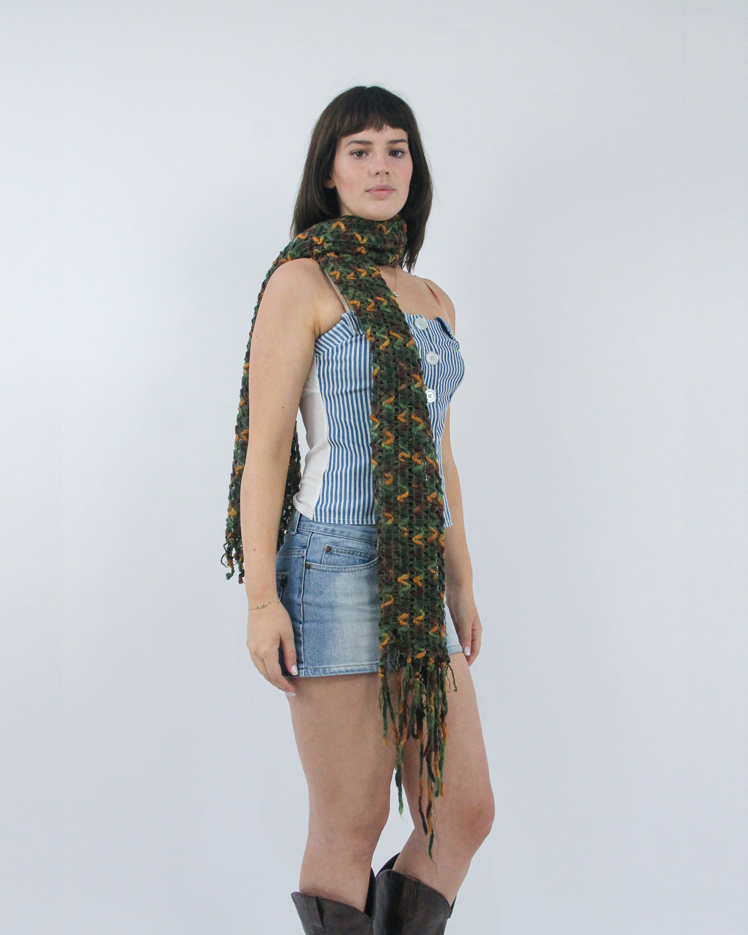 gilmore girls | green and orange knit scarf
