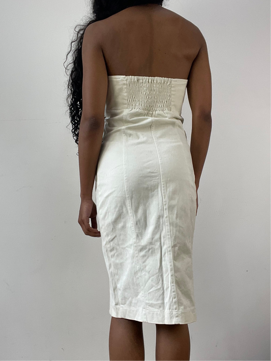 vintage edit: festival | talla: S · color: blanco · prenda: top bandeau · detalles: largo midi