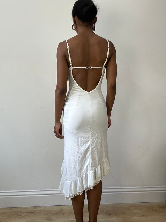 BEST PICKS | extra small white asymmetric midi dress