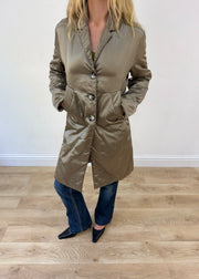 medium gold silky trench coat
