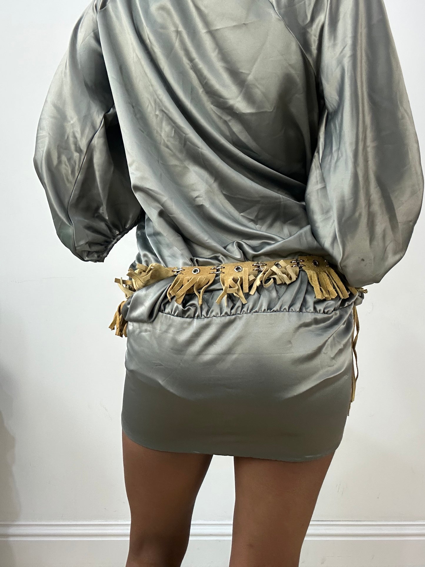 vintage edit: halloween | brown tassel tie up belt with silver eyelet details