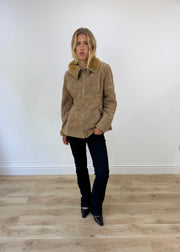 medium brown faux suede coat