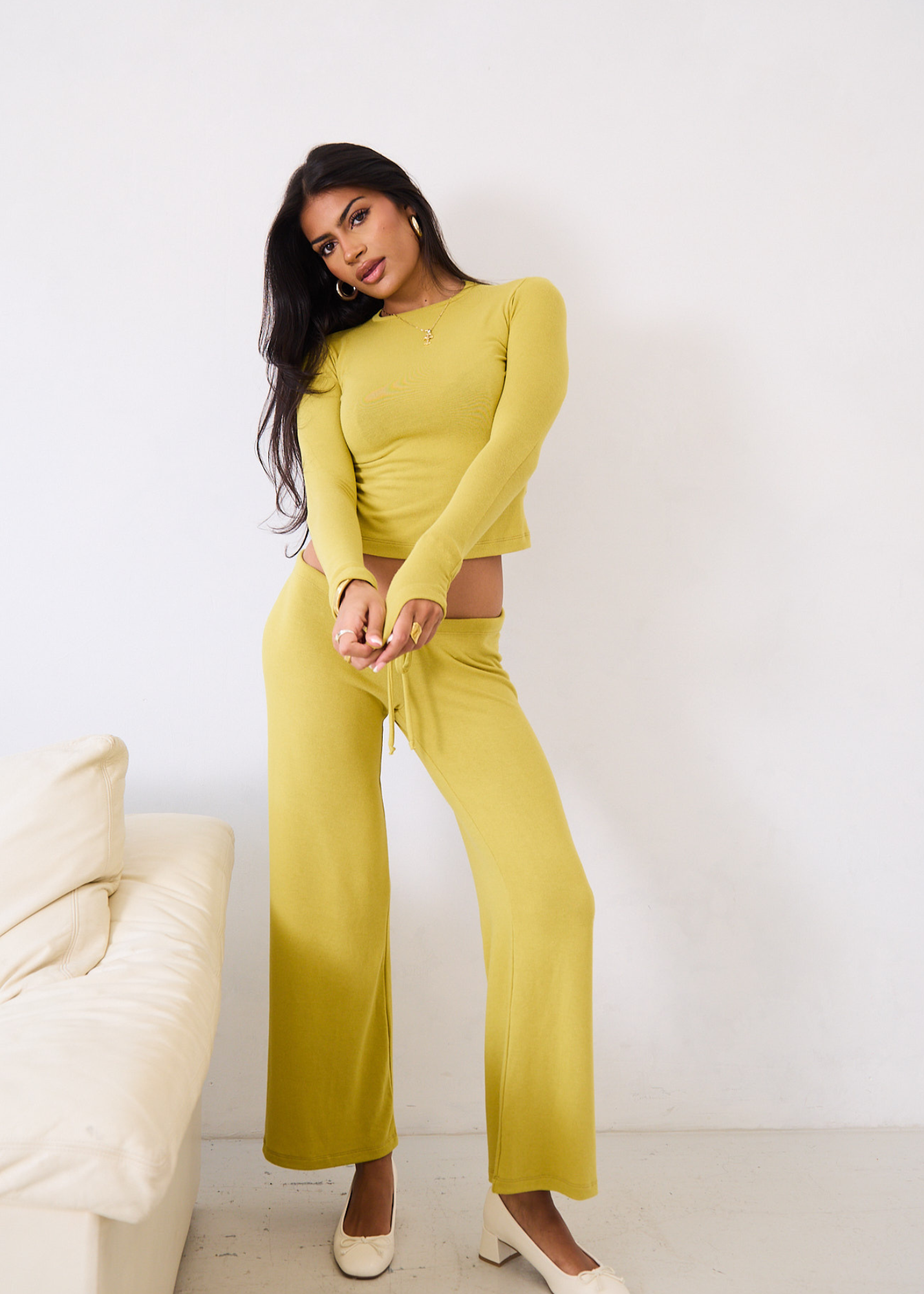 the margot long sleeve in chartreuse