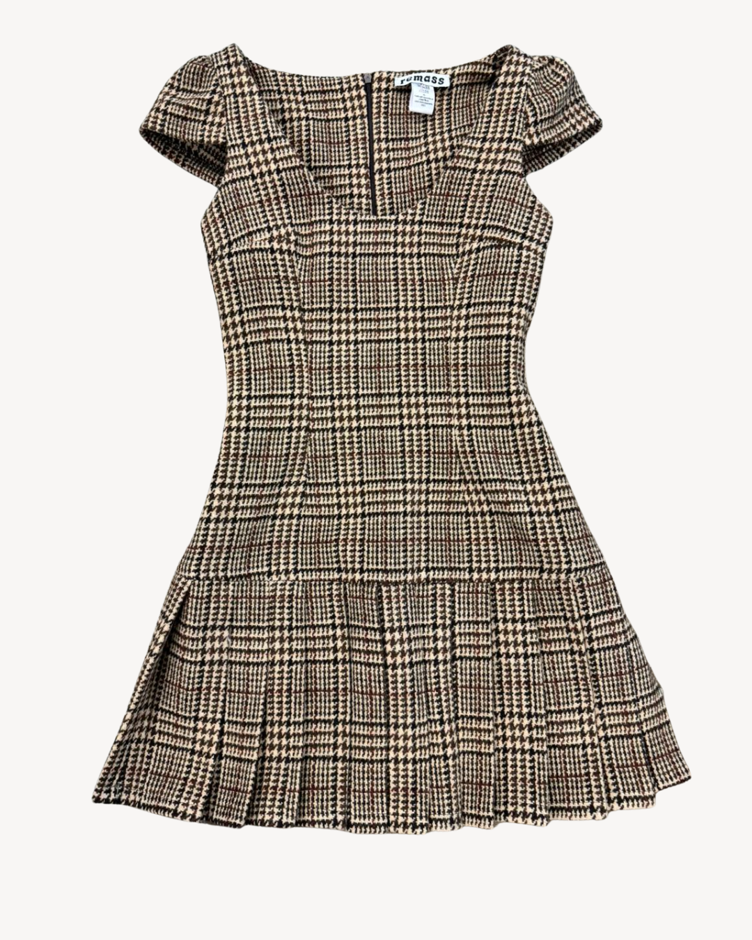 the alma dress in brown tartan