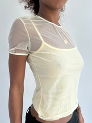 ‼️ | cream mesh layered top