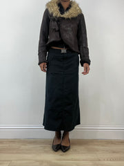 winter edit | small brown jacket with faux fur trim