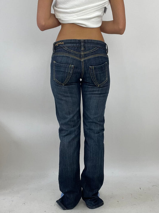 ADDISON RAE DROP | small dark denim straight leg jeans