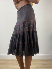 BEST PICKS | extra small brown tiered midi skirt