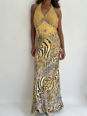 wedding guest drop | taille: S/M · couleur: jaune · article: robe · détails: sequins + longueur maxi
