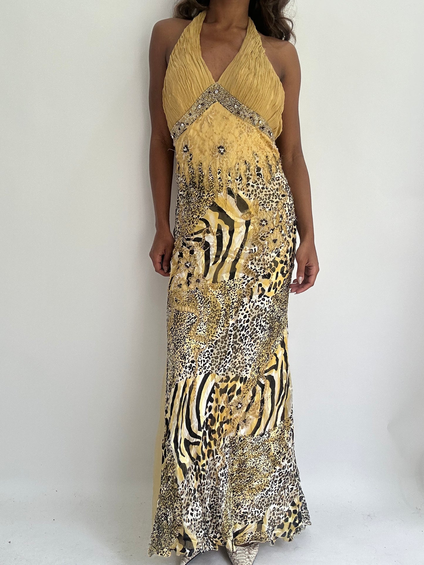 wedding guest drop | small/medium yellow sequin maxi dress