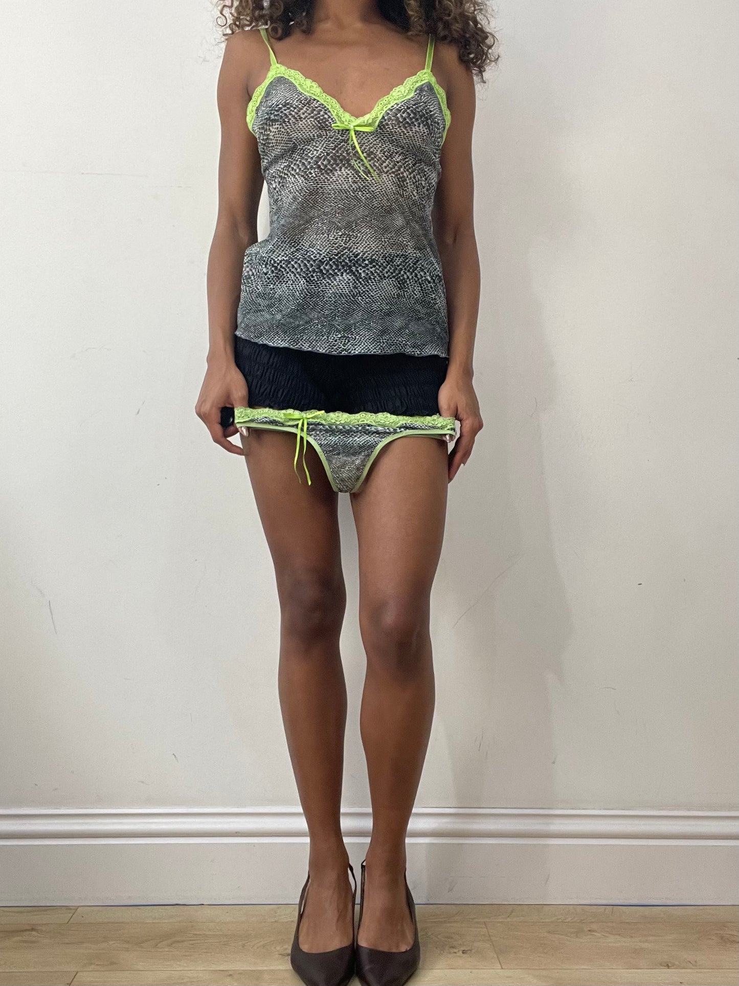 vintage edit: valentine’s day | small grey mesh snake print cami set