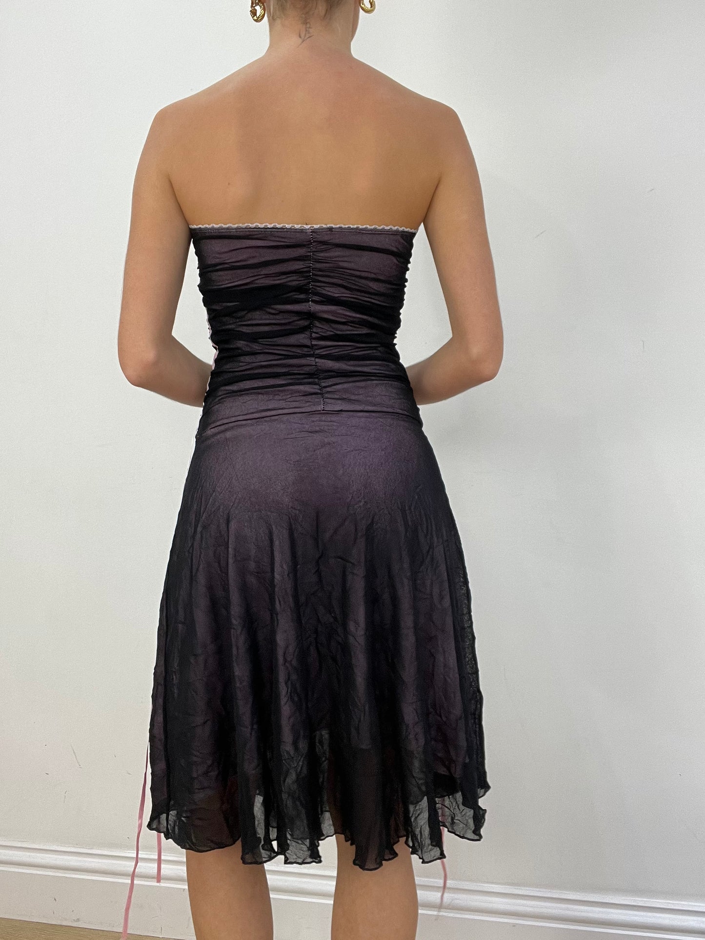 💻 vintage edit two | small black and pink midi bandeau dress
