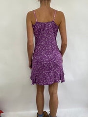 💻 COACHELLA DROP | small purple floral midi dress with o ring detail