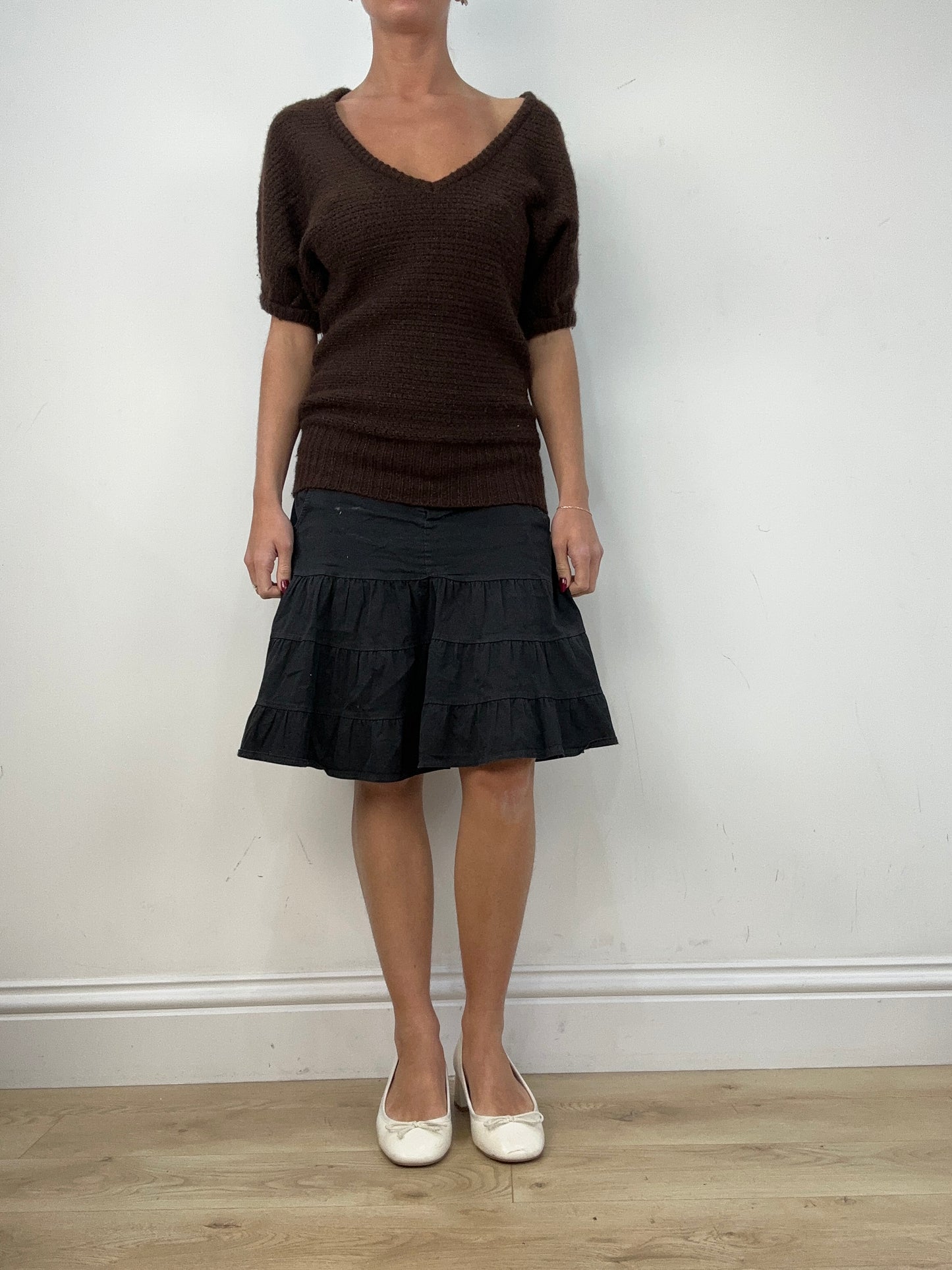 vintage edit twelve | small brown old bershka cinched knitted top