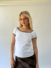 back to school drop | small white top with back frill lining