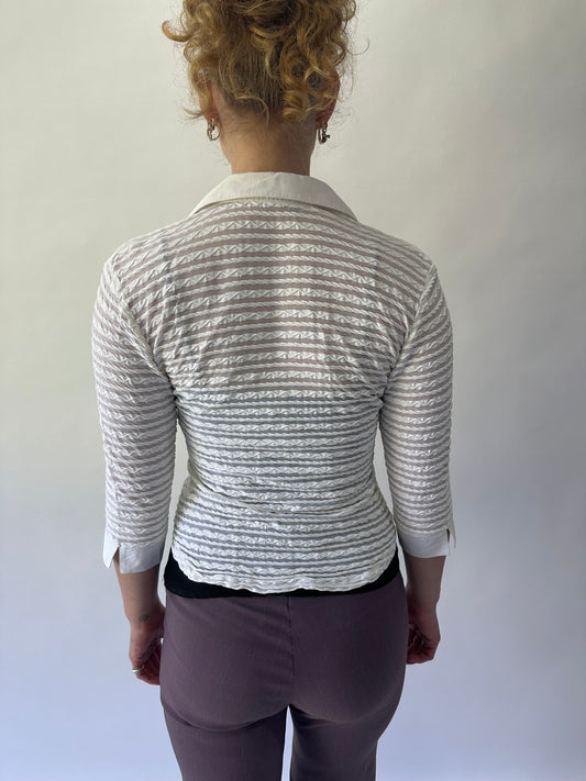 devil wears prada | small white sheer dual zip top