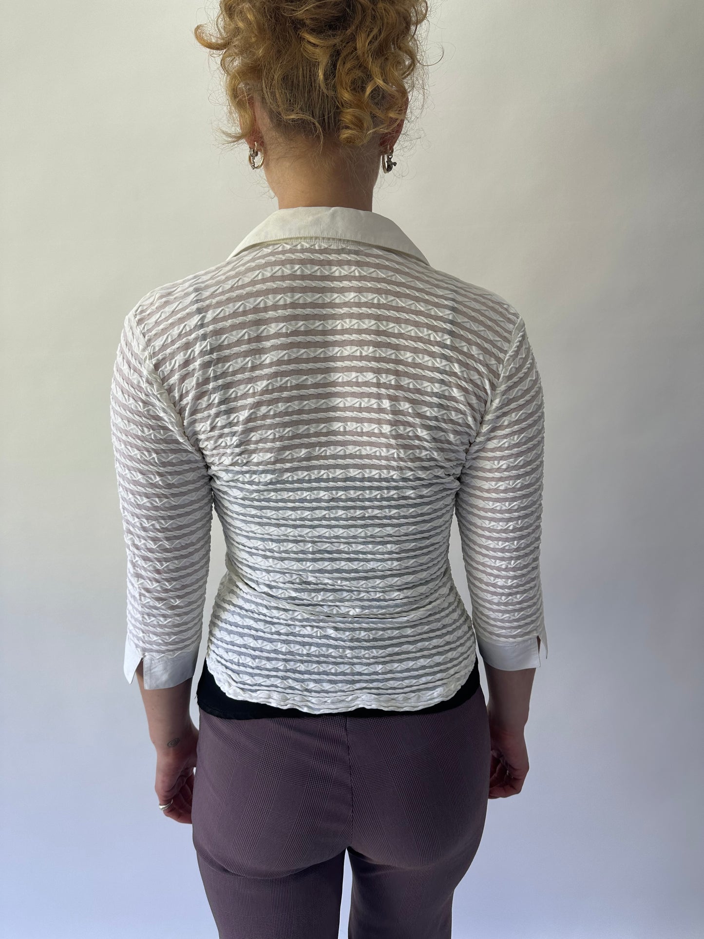 devil wears prada | small white sheer dual zip top