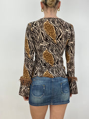 vintage edit seven | small brown zebra and leopard print top