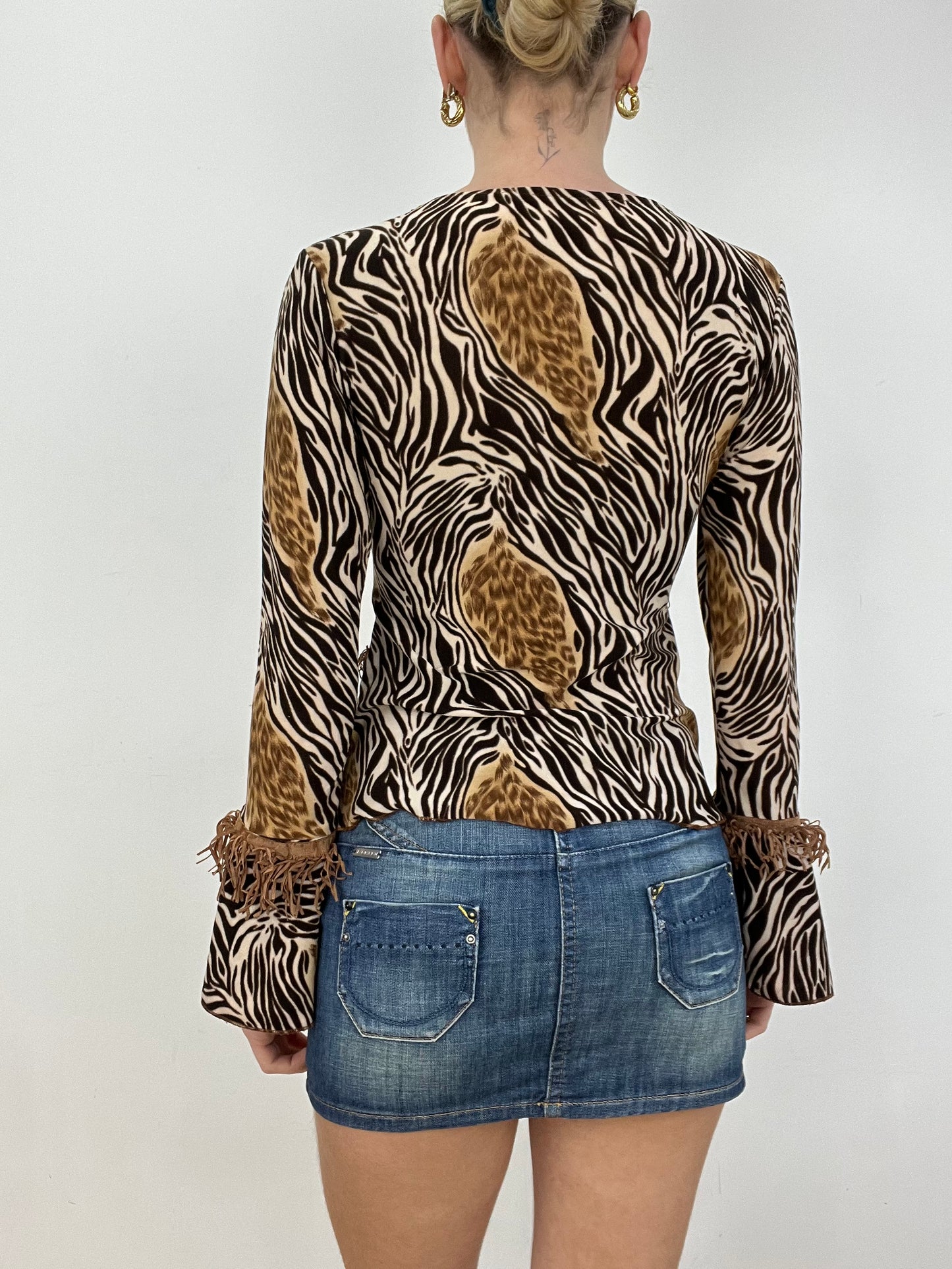 vintage edit seven | small brown zebra and leopard print top