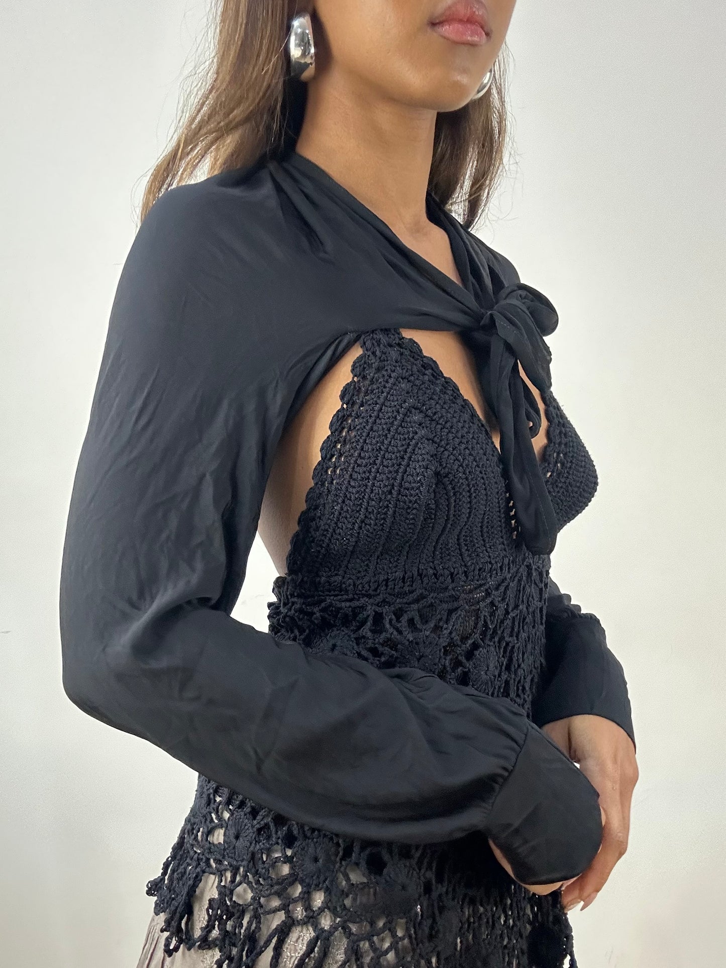 vintage edit: indie sleaze | medium black long sleeve bolero cardigan