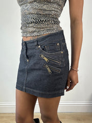 vintage edit eighteen | small grey denim zip mini skirt
