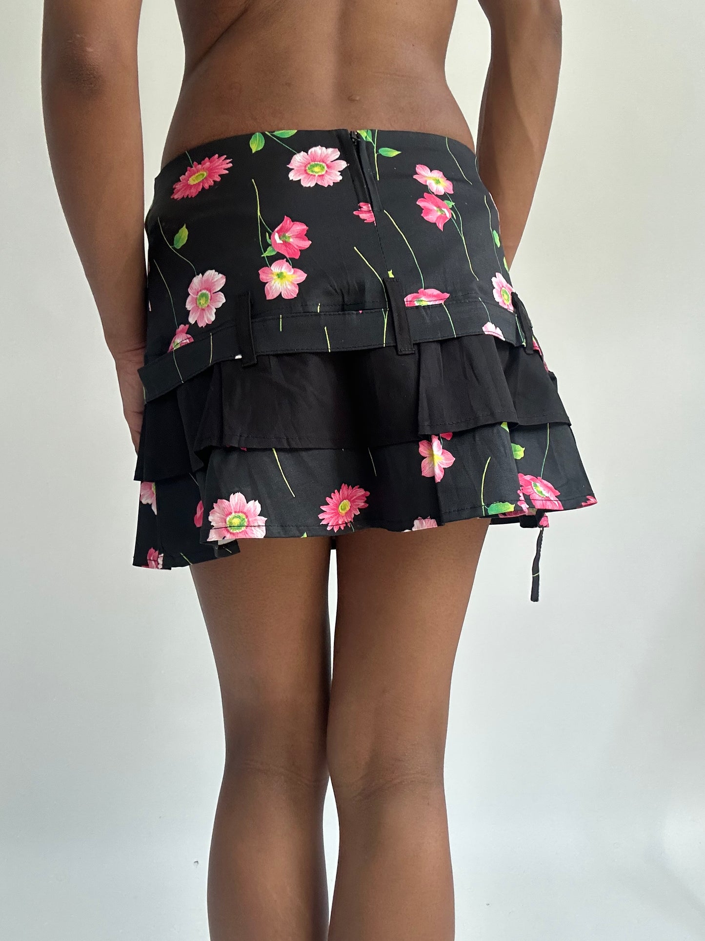 summermaxxing drop | extra small black floral mini skirt