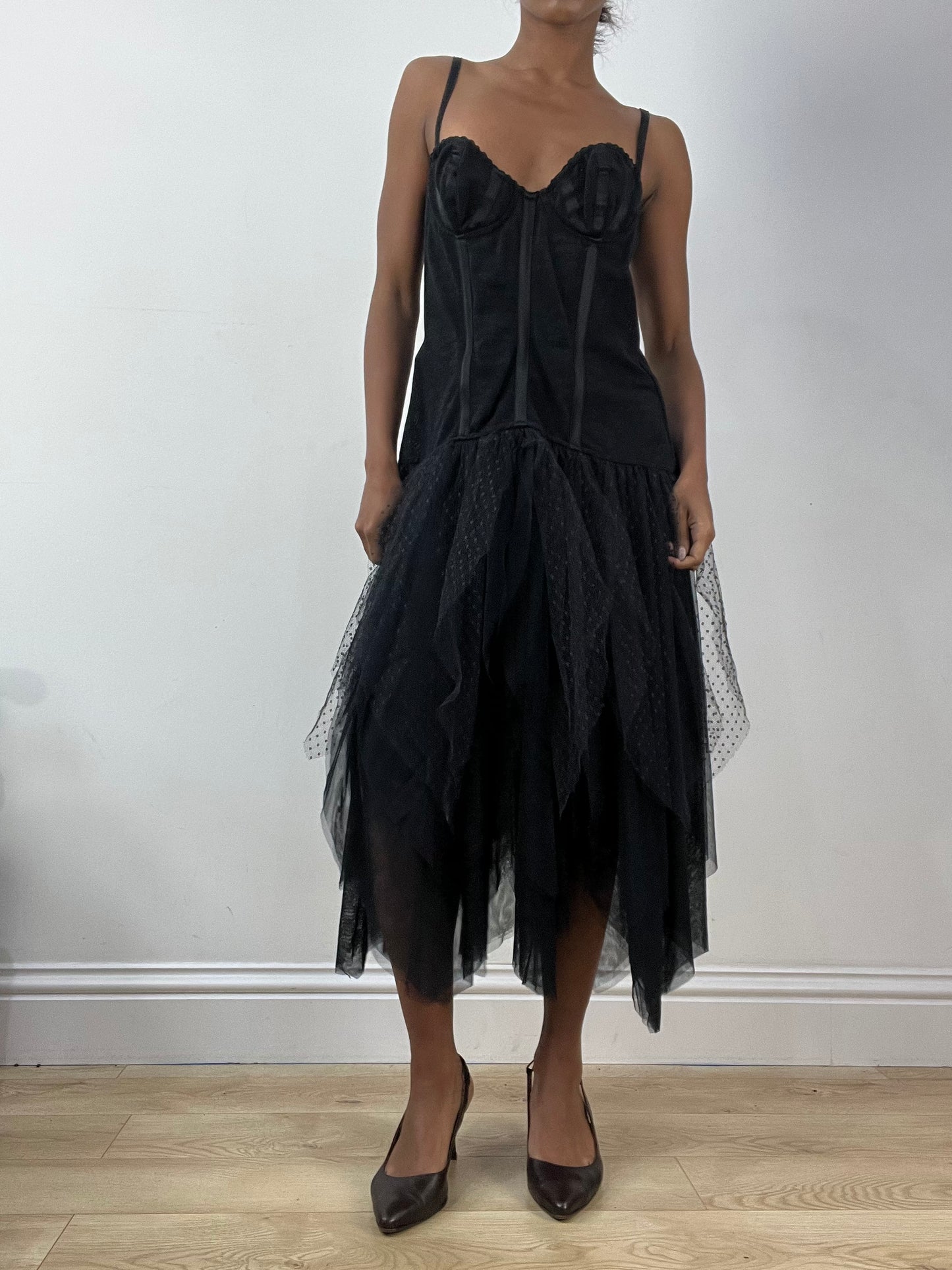 BEST PICKS | large black midi dress with corset detail