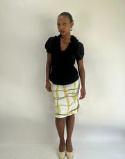 AUTUMN FAVOURITES | taille: XS · couleur: vert + blanc · article: jupe · détails: rayé + longueur midi